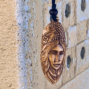 Hand Carved Eagle Totem Pendant