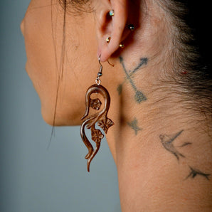 Hand-Carved Flower Earrings