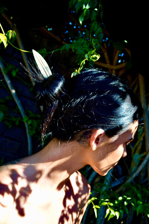 Hand Carved Bone Feather Hair-Pin
