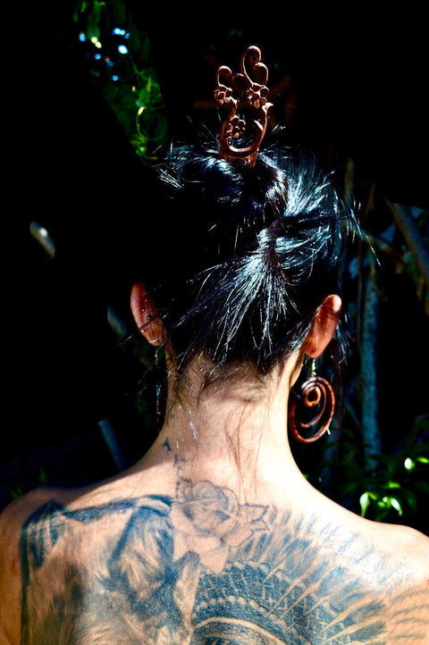 Hand-Carved wood goddess hair pIn