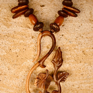 Hand Carved Flower Necklace