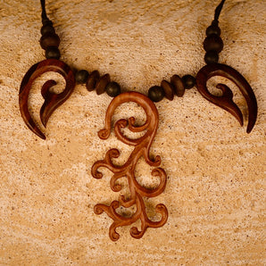 Hand Carved Wood necklace