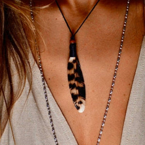 Hand Carved Bone Feather Necklace