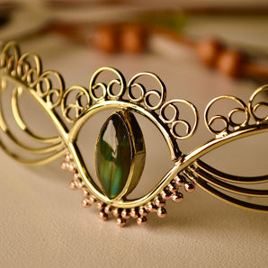Labradorite is & Brass Elf Crown.