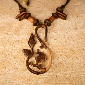 Hand Carved Flower Necklace