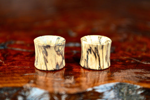 Hand Carved Mango Wood Tunnels. Gauge earrings