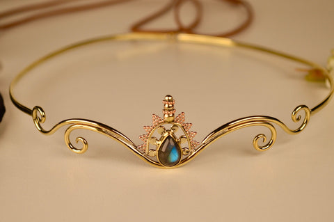 Brass Labradorite Elf Crown