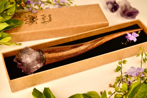 Hand Carved Amethyst Hair Wand