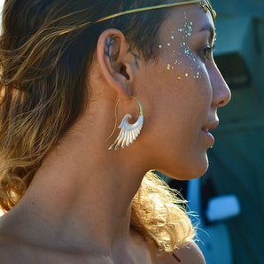 Hand carved Shell Phoenix Earrings.