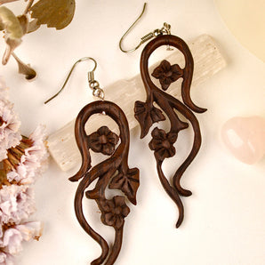Hand-Carved Flower Earrings