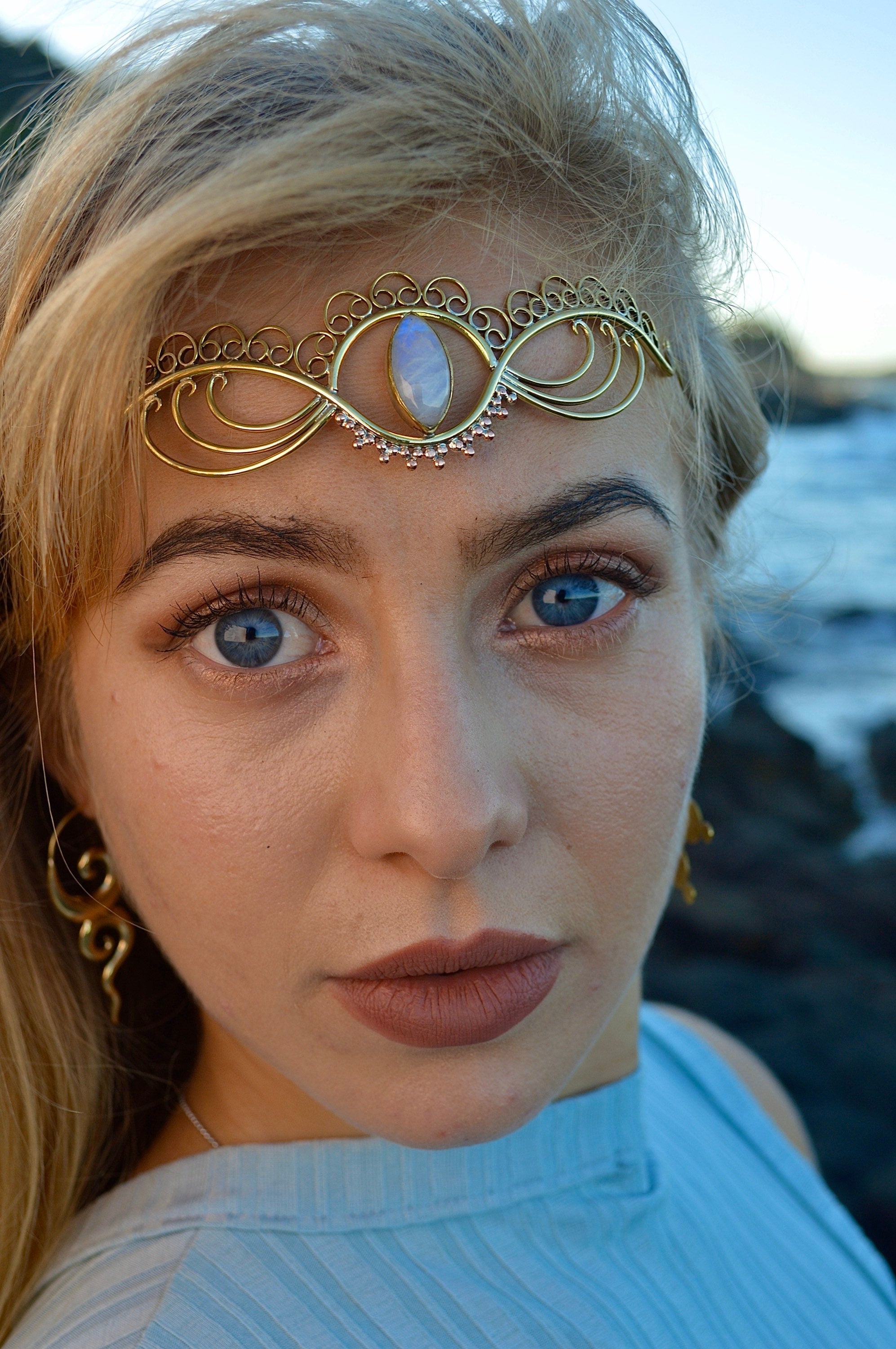 Brass & Moonstone Pixie Crown.