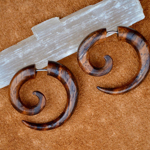 Hand Carved Spiral Earrings