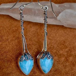 Larimar & Silver Droplet Earrings