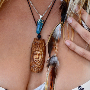 Hand Carved Owl Totem Necklace