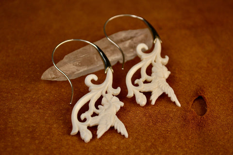 Hand Carved Hummingbird Earrings