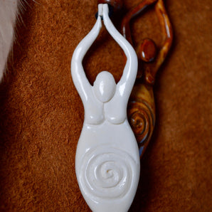 Hand Carved Spiral Goddess Pendant