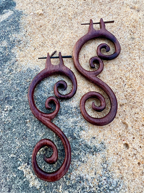 Hand Carved Tribal Earrings