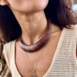 Hand Carved Wood Neck Choker