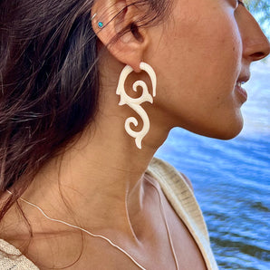 Hand Carved Bone Earrings