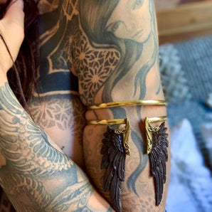 Hand Carved Bone & Brass Angel Armband