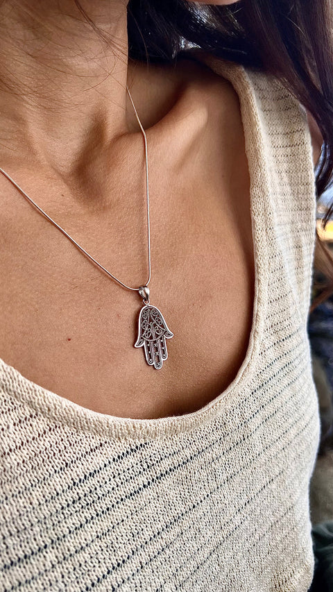 Hamsa sterling silver online necklace