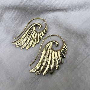 Etched Brass Wing Earrings