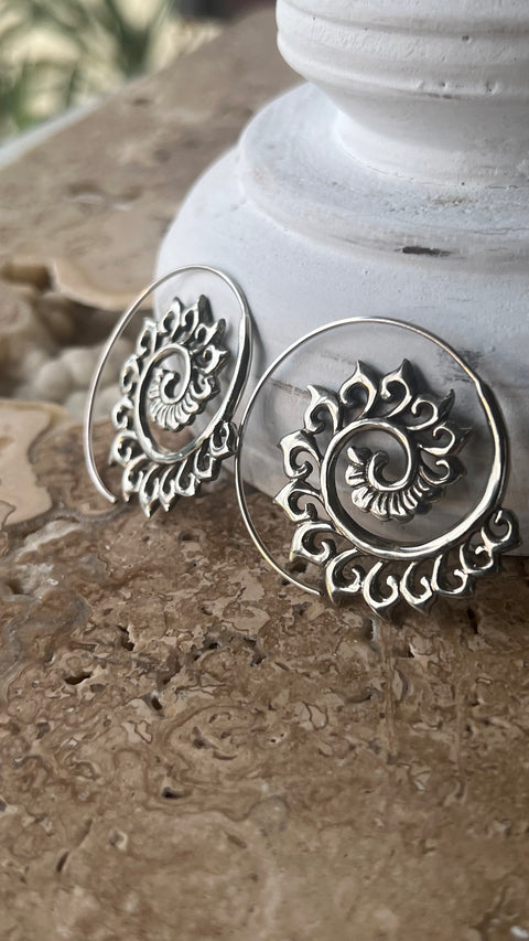 Silver hippy earrings deals