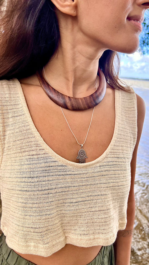 Wooden choker necklace deals