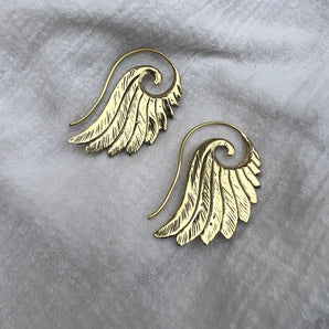 Etched Brass Wing Earrings
