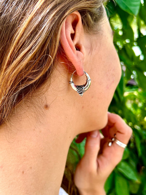 Aaria Silver Hoop Earrings