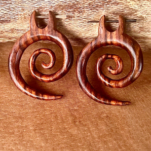 Hand Carved Sacred Spiral Earrings