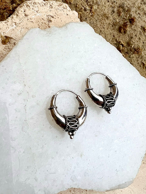 Aaria Silver Hoop Earrings
