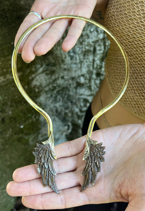 Wood & Brass Angel Neck Collar