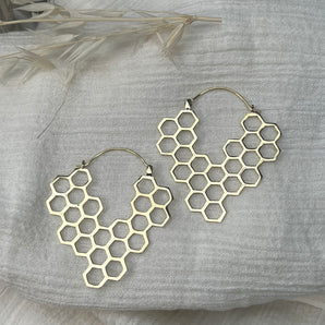 Brass Honeycomb Earrings