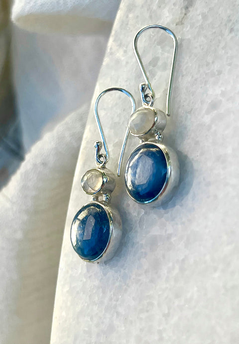 Kyanite & Moonstone Goddess Earrings
