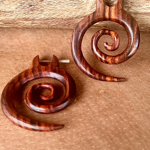 Hand Carved Sacred Spiral Earrings