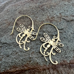 Brass Dragon Fly Earrings