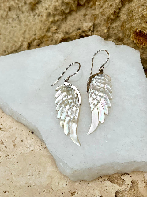 Sterling silver angel wing earrings deals