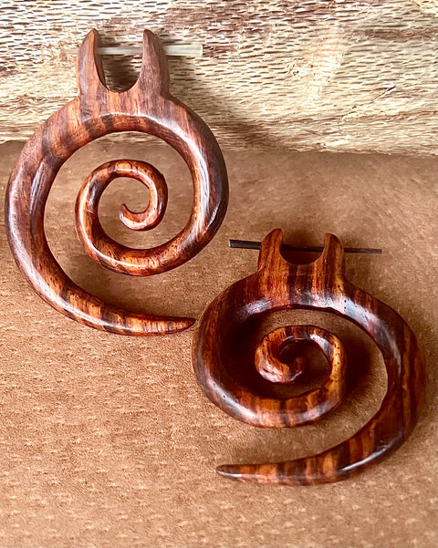 Hand Carved Sacred Spiral Earrings